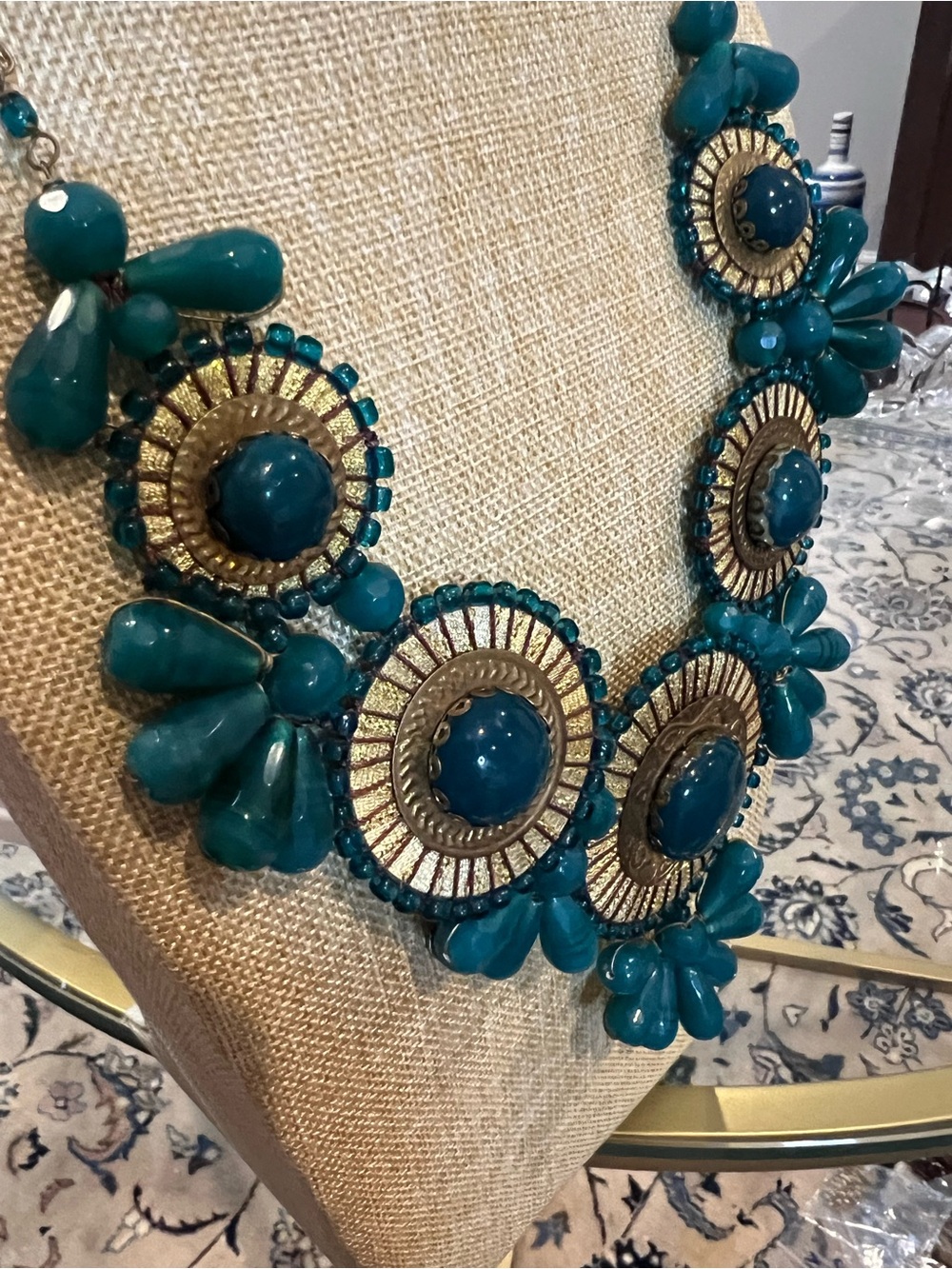 Teal & Gold Statement Necklace Lot 💙✨ - Picture 2 of 11